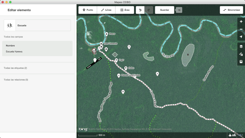 Map editor with Waorani